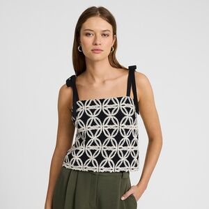 Express Two Tone Crochet Tie Strap Cropped Tank NWT